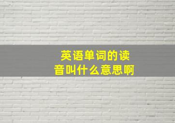 英语单词的读音叫什么意思啊