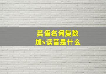 英语名词复数加s读音是什么