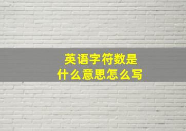 英语字符数是什么意思怎么写