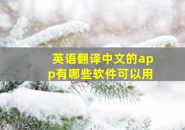 英语翻译中文的app有哪些软件可以用