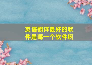 英语翻译最好的软件是哪一个软件啊