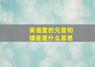 英语里的元音和辅音是什么意思