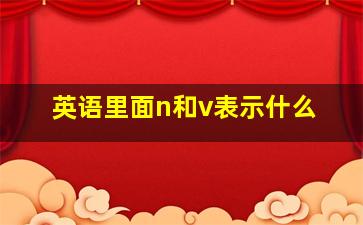 英语里面n和v表示什么