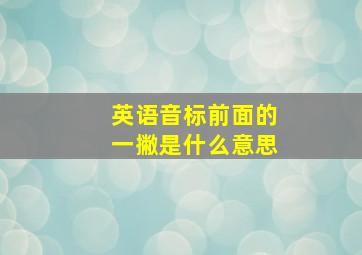 英语音标前面的一撇是什么意思