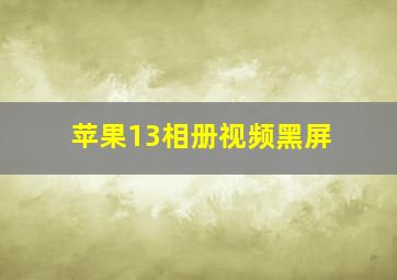 苹果13相册视频黑屏