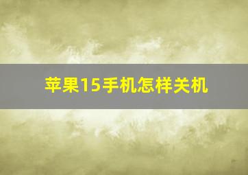 苹果15手机怎样关机