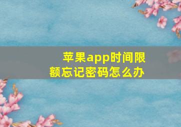 苹果app时间限额忘记密码怎么办