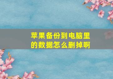 苹果备份到电脑里的数据怎么删掉啊