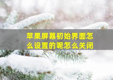 苹果屏幕初始界面怎么设置的呢怎么关闭