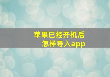 苹果已经开机后怎样导入app