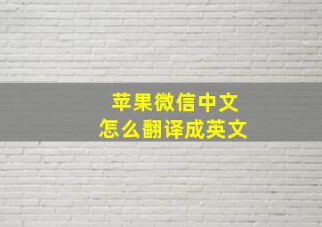 苹果微信中文怎么翻译成英文