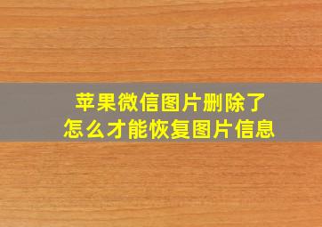 苹果微信图片删除了怎么才能恢复图片信息