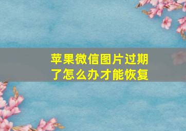 苹果微信图片过期了怎么办才能恢复