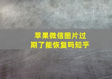 苹果微信图片过期了能恢复吗知乎