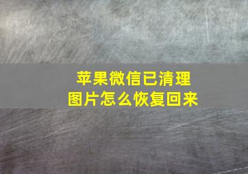 苹果微信已清理图片怎么恢复回来