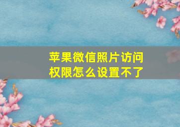 苹果微信照片访问权限怎么设置不了