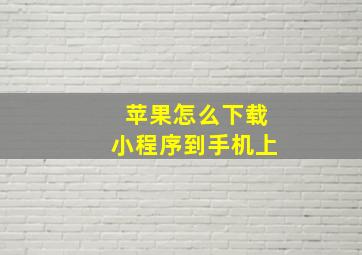 苹果怎么下载小程序到手机上