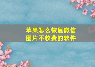 苹果怎么恢复微信图片不收费的软件