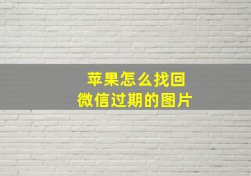 苹果怎么找回微信过期的图片