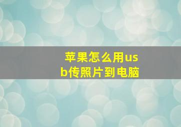 苹果怎么用usb传照片到电脑