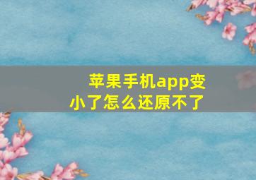 苹果手机app变小了怎么还原不了