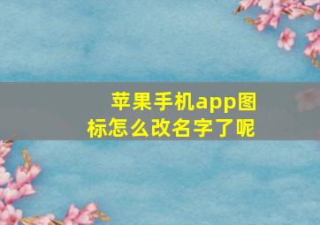 苹果手机app图标怎么改名字了呢