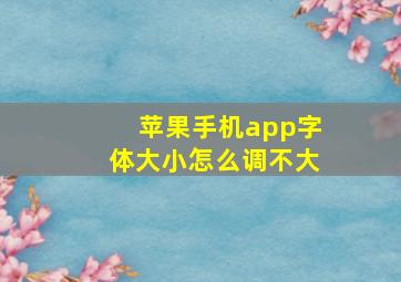 苹果手机app字体大小怎么调不大