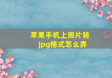 苹果手机上照片转jpg格式怎么弄