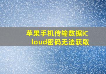 苹果手机传输数据iCloud密码无法获取