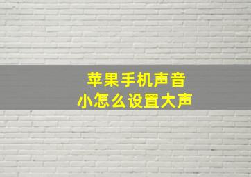 苹果手机声音小怎么设置大声