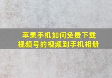 苹果手机如何免费下载视频号的视频到手机相册