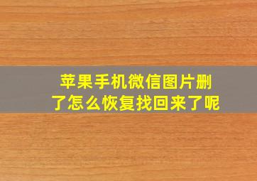 苹果手机微信图片删了怎么恢复找回来了呢