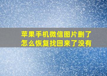 苹果手机微信图片删了怎么恢复找回来了没有