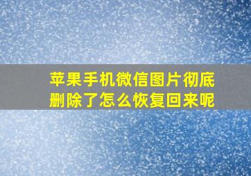 苹果手机微信图片彻底删除了怎么恢复回来呢