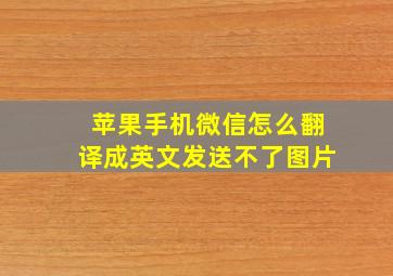 苹果手机微信怎么翻译成英文发送不了图片