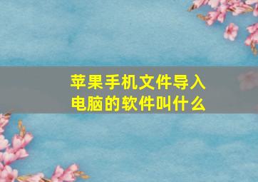 苹果手机文件导入电脑的软件叫什么