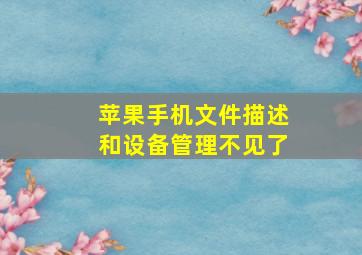 苹果手机文件描述和设备管理不见了