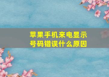 苹果手机来电显示号码错误什么原因