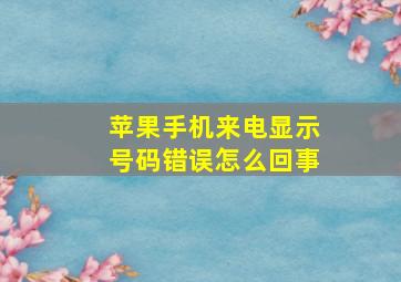 苹果手机来电显示号码错误怎么回事