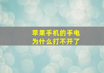 苹果手机的手电为什么打不开了