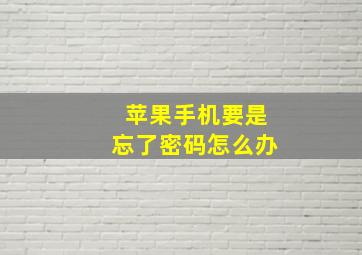 苹果手机要是忘了密码怎么办