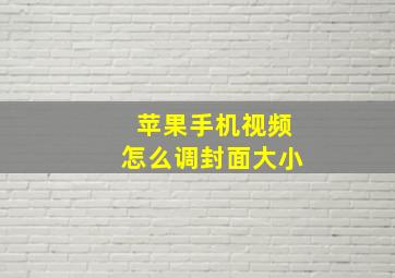 苹果手机视频怎么调封面大小