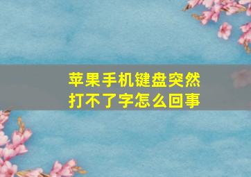 苹果手机键盘突然打不了字怎么回事