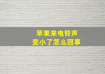 苹果来电铃声变小了怎么回事