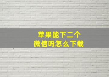 苹果能下二个微信吗怎么下载