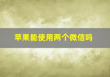 苹果能使用两个微信吗