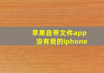 苹果自带文件app没有我的iphone