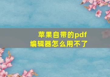 苹果自带的pdf编辑器怎么用不了