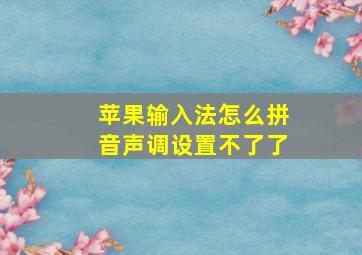 苹果输入法怎么拼音声调设置不了了