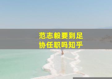 范志毅要到足协任职吗知乎